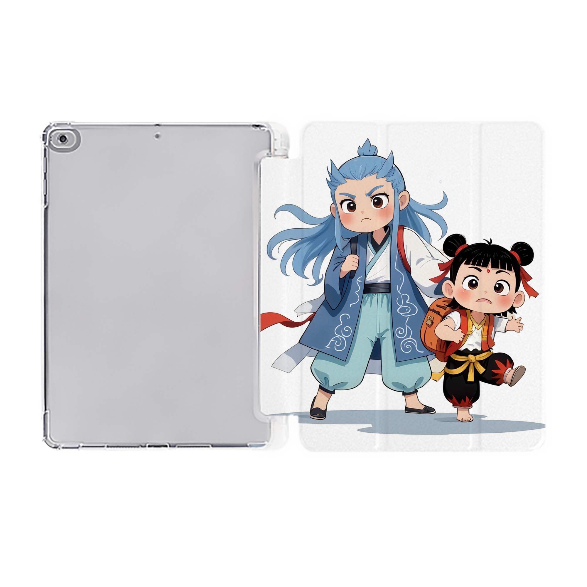 （画像用） Ne Zha 2 ナタ 魔童の大暴れ IPad ケース ペン収納付き 三つ折りスタンド PUレザー×シリコン 対応機種9.5/10.5/10.9インチ
